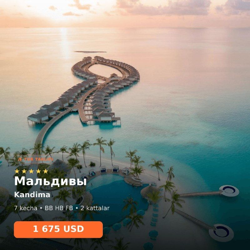 Maldiv orollari: Kandima Maldives 5★, 7 kecha